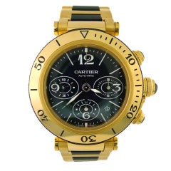 CARTIER -- "Pasha Seatimer" Chronograph Gold Watch