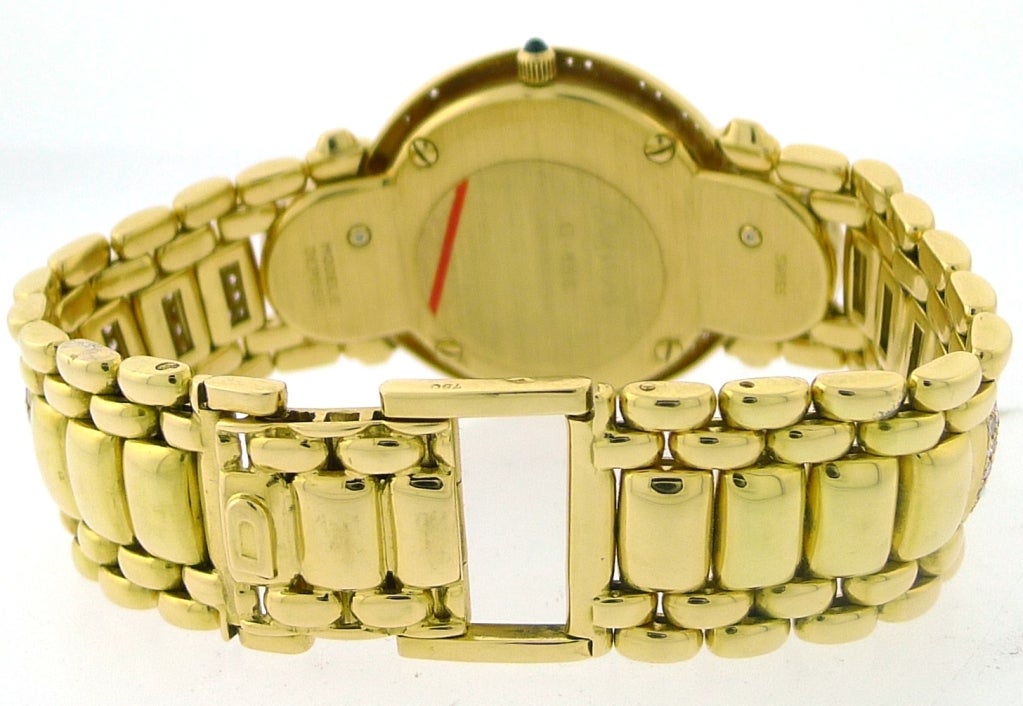 DELANEAU 'Three Time Zone' Emerald Pave Diamond Yellow Gold Watch 1