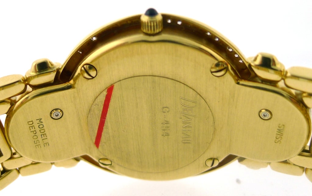 DELANEAU 'Three Time Zone' Emerald Pave Diamond Yellow Gold Watch 2