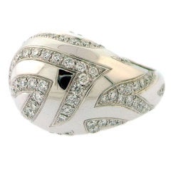 ASPREY White Gold Rib Dome Diamond Ring