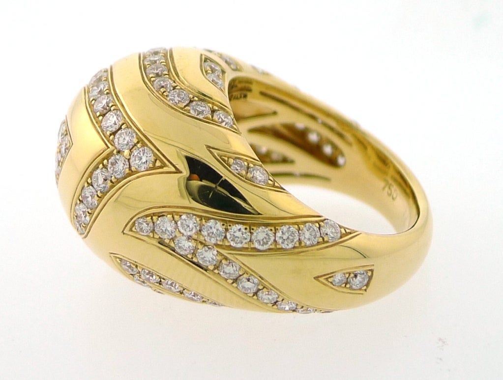 Women's ASPREY Yellow Gold Rib Dome Diamond Ring
