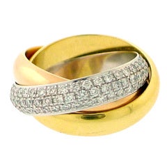 CARTIER Trinity Ring Three-Gold with Paved Diamond Ref. B4038900