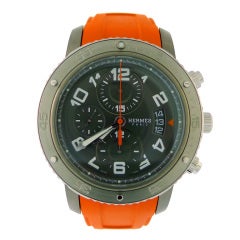 HERMES Clipper Munichtime Chrono Stainless Steel 44mm Watch
