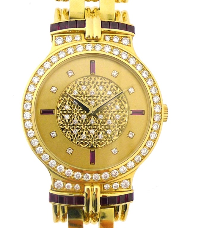 PATEK PHILIPPE --- Ruby & Diamond Yellow Gold Watch Ref. 3964 1