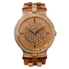PATEK PHILIPPE --- Ruby & Diamond Yellow Gold Watch Ref. 3964