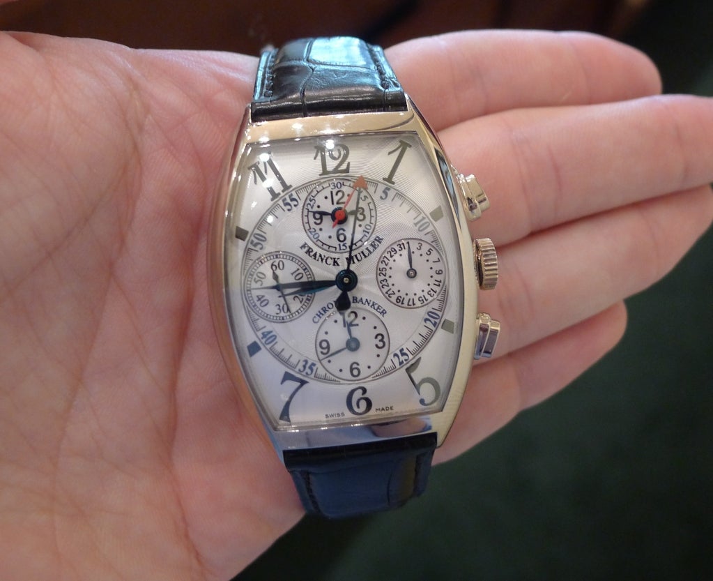 FRANCK MULLER White Gold Chronobanker Chronograph Watch with Date and Three Time Zones 6