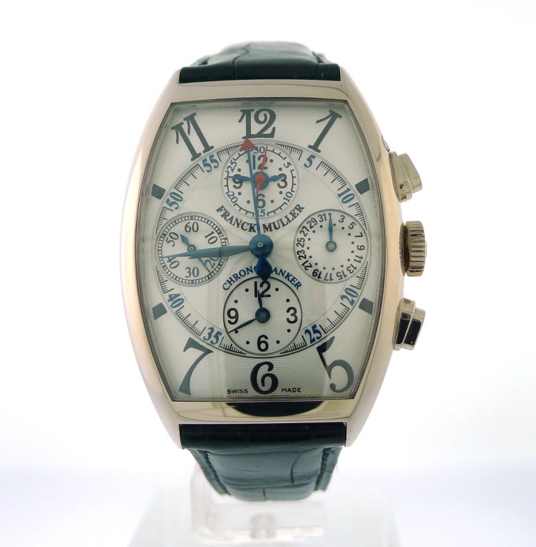 FRANCK MULLER White Gold Chronobanker Chronograph Watch with Date and Three Time Zones 5