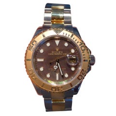 ROLEX Stainless Steel and Yellow Gold Yachtmaster with Black Mother-of-Pearl Dial
