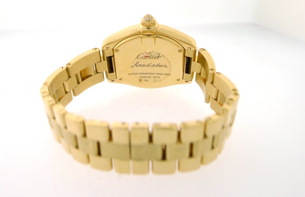 CARTIER Lady's Yellow Gold and Diamond Bezel Roadster 1