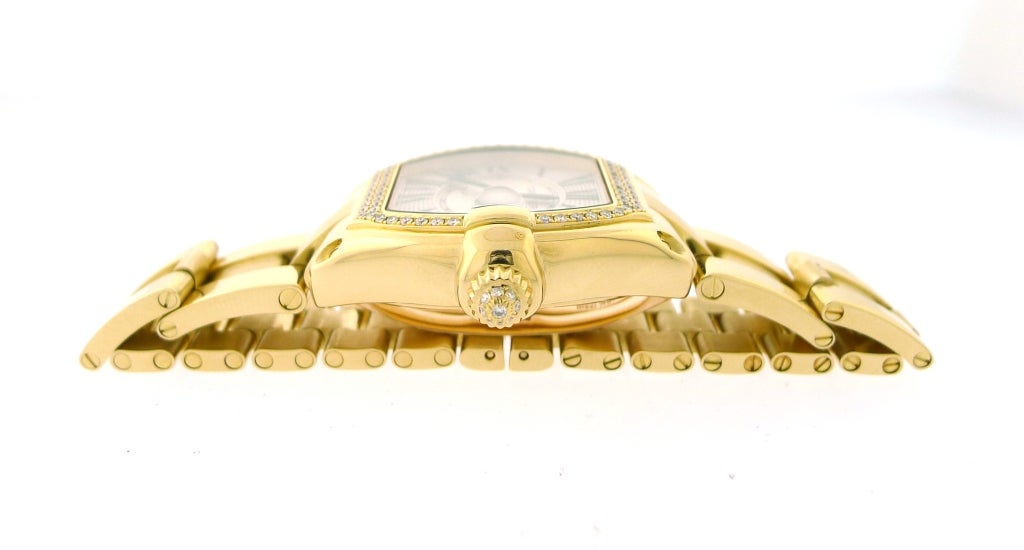 CARTIER Lady's Yellow Gold and Diamond Bezel Roadster 2