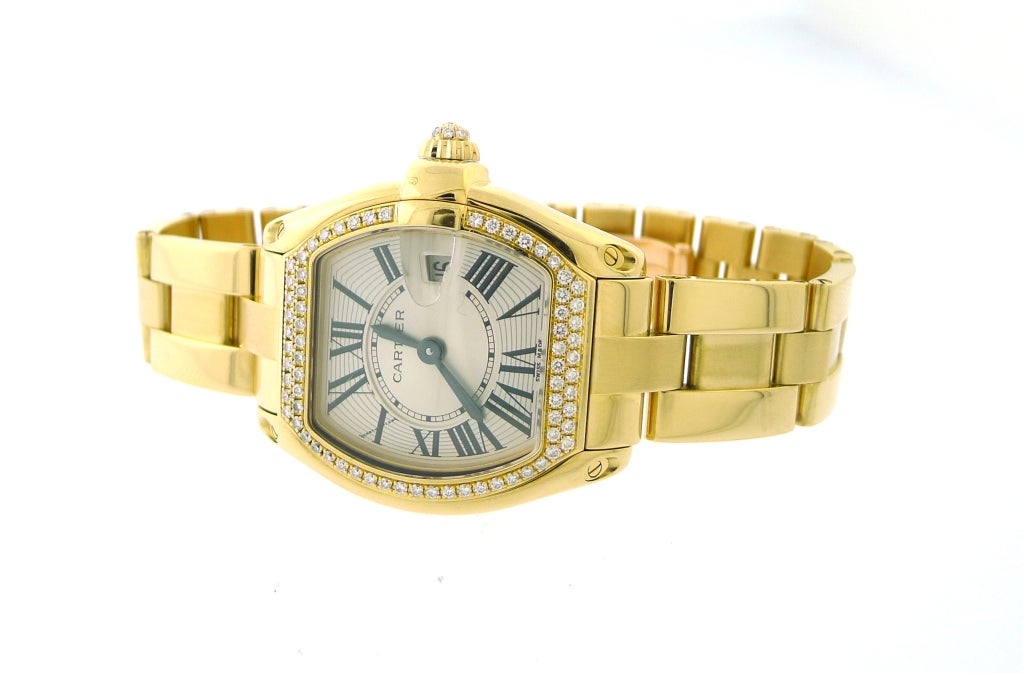 CARTIER Lady's Yellow Gold and Diamond Bezel Roadster 3