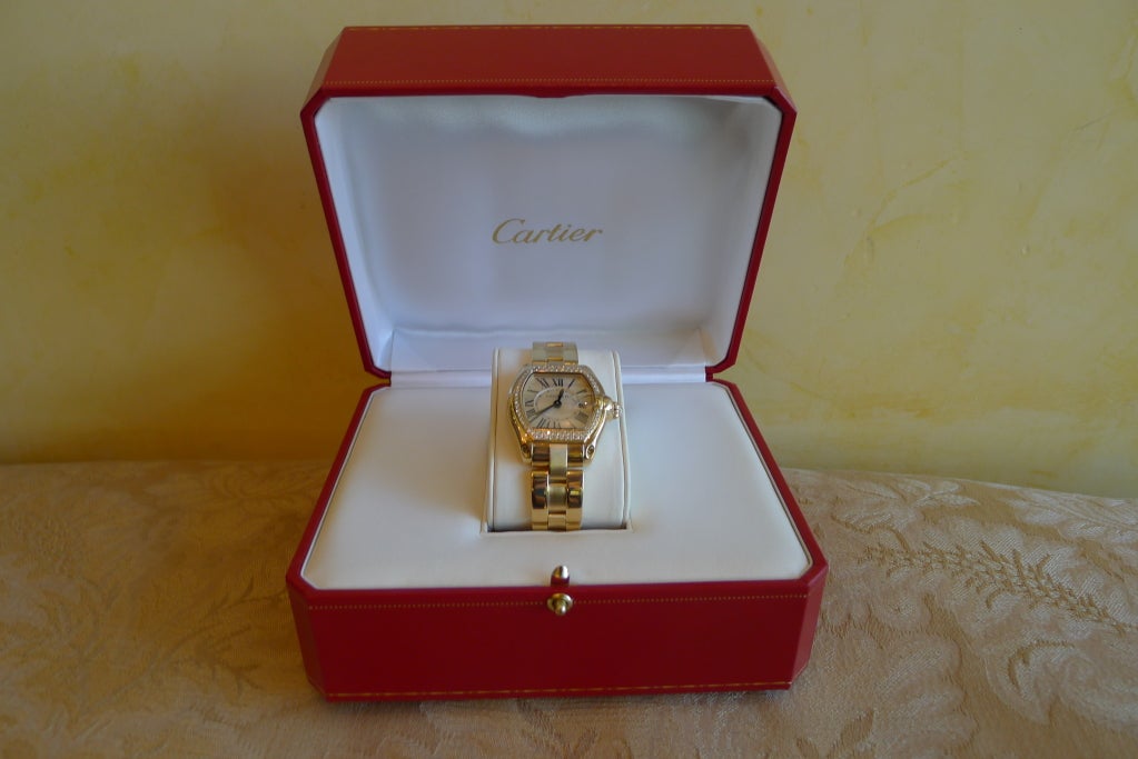 CARTIER Lady's Yellow Gold and Diamond Bezel Roadster 4