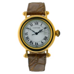 CARTIER Yellow Gold Quartz Diabolo Wristwatch with Date