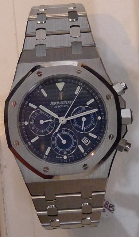 AUDEMARS PIGUET Stainless Steel Royal Oak Chronograph Blue Dial Wristwatch 2