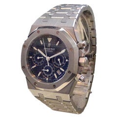 AUDEMARS PIGUET Stainless Steel Royal Oak Chronograph Blue Dial Wristwatch