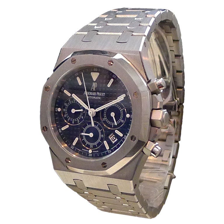 AUDEMARS PIGUET Stainless Steel Royal Oak Chronograph Blue Dial Wristwatch