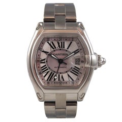 CARTIER Stainless Steel Roadster GMT Large Size Wristwatch