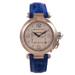 CARTIER Lady's White Gold Pasha Wristwatch with Diamond Markers