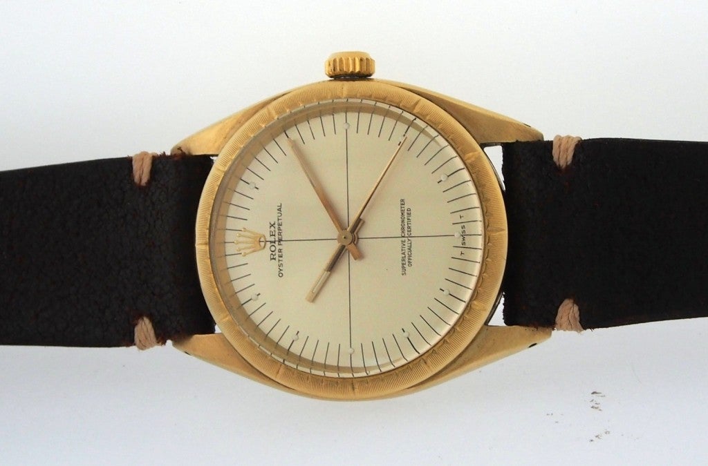 Rolex Yellow Gold Oyster Perpetual Zephyr Wristwatch circa 1951 In Good Condition In Los Angeles, CA