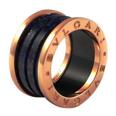 BULGARI B.Zero1 Pink Gold & Blue Marble 4 Band Ring Size 5.5