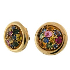 CHAUMET Yellow Gold Mixed Color Sapphire Earrings Box