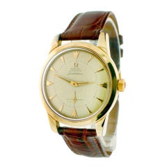 Omega Yellow Gold Cap Steel Back Seamaster Wristwatch circa 1952