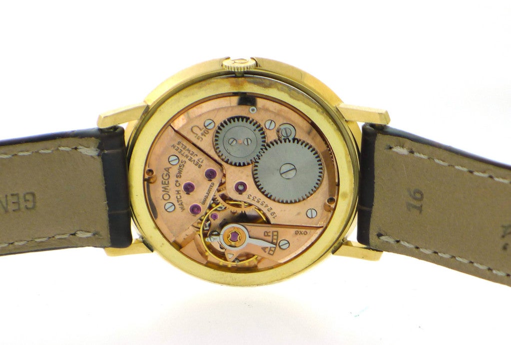 Men's Omega Yellow Gold Mechanical Dress Wristwatch, 1962 