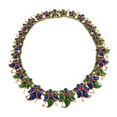 Tiffany 
Co. French  1960
s Enamel 
Diamond Necklace