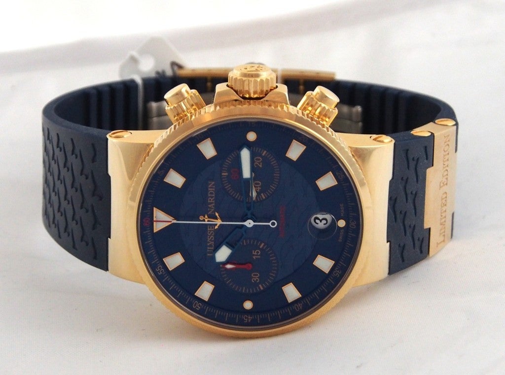 Men's Ulysse Nardin Rose Gold Maxi Marine Blue Seal Chronograph