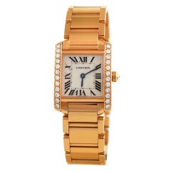 Cartier Lady's Rose Gold and Diamond Tank Francaise Wristwatch