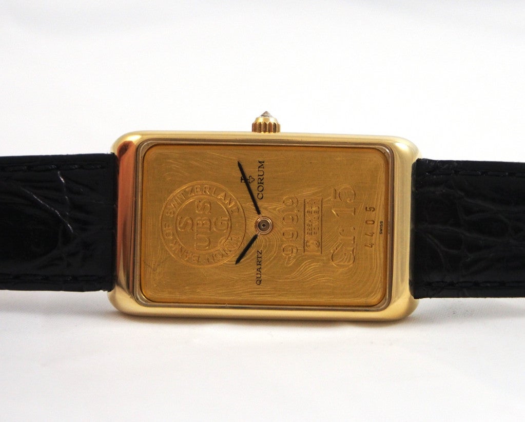 Women's or Men's Corum Yellow Gold 15 Gram Ingot Quartz Wristwatch