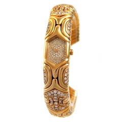Bulgari Lady's Yellow Gold and Diamond Alevare Bangle Watch