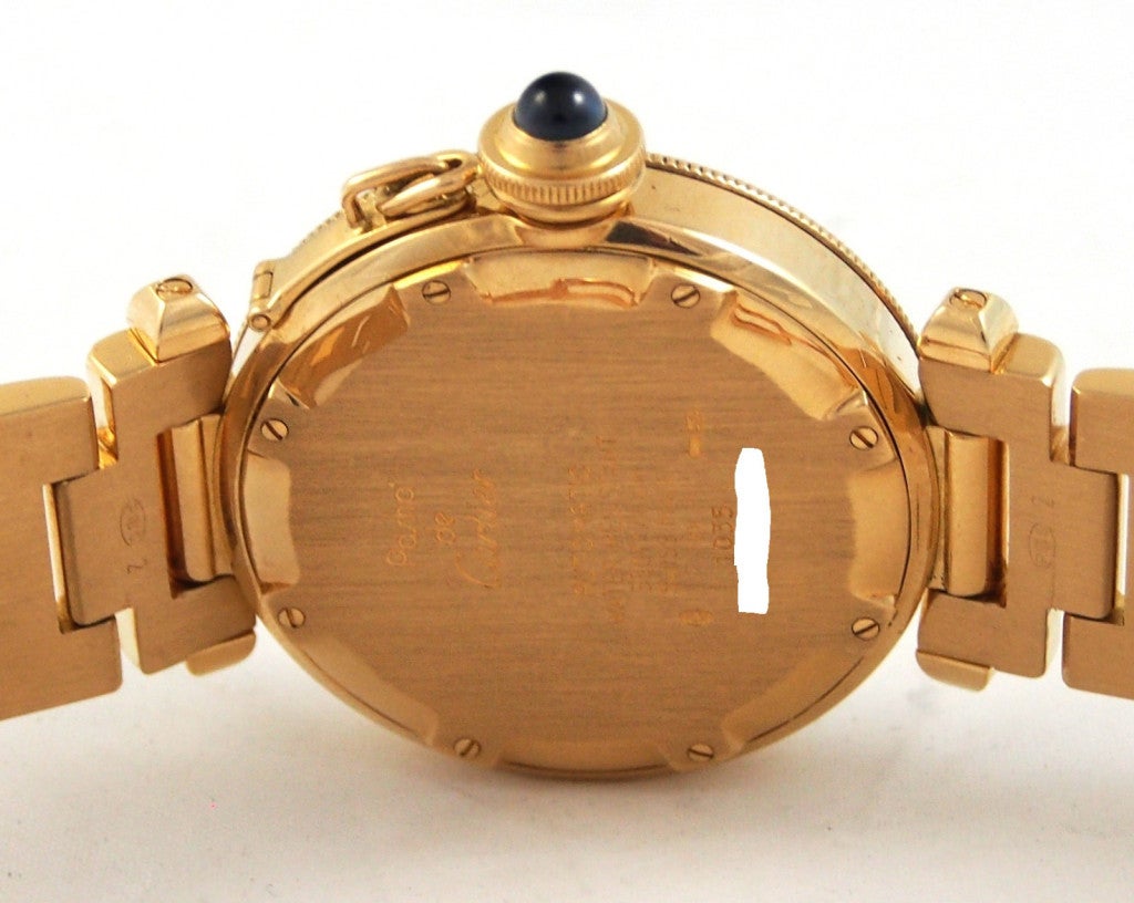 Women's or Men's CARTIER Yellow Gold Pasha Wristwatch on Yellow Gold Bracelet