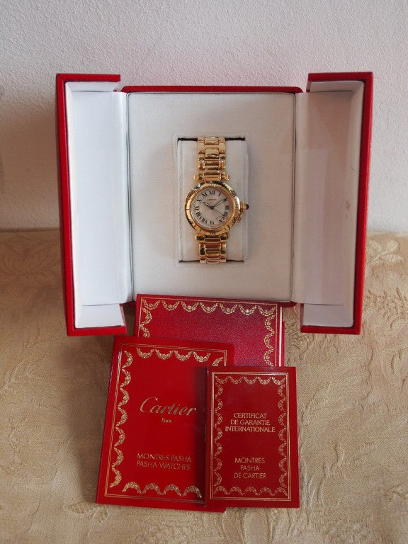 CARTIER Yellow Gold Pasha Wristwatch on Yellow Gold Bracelet 4