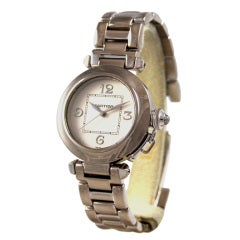 Cartier Lady's White Gold Pasha Wristwatch, White Gold Bracelet