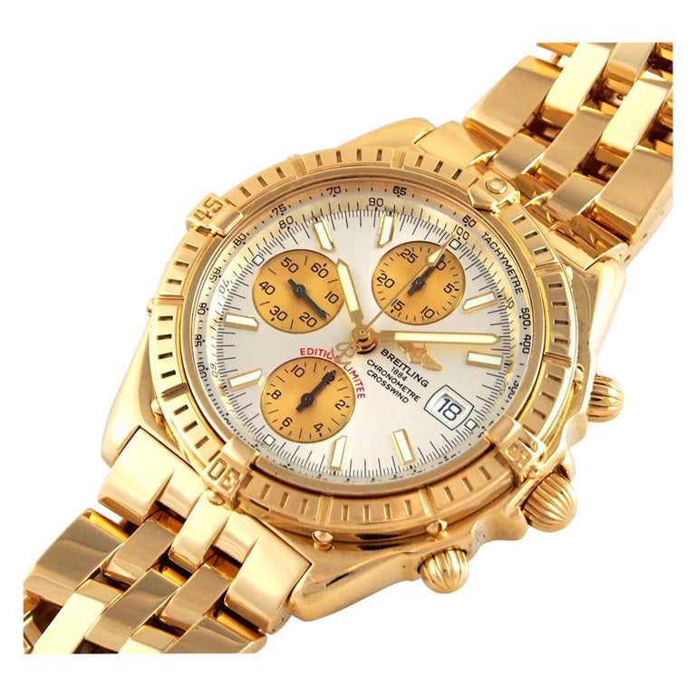 Breitling Yellow Gold Crosswind Racing Chronograph Wristwatch