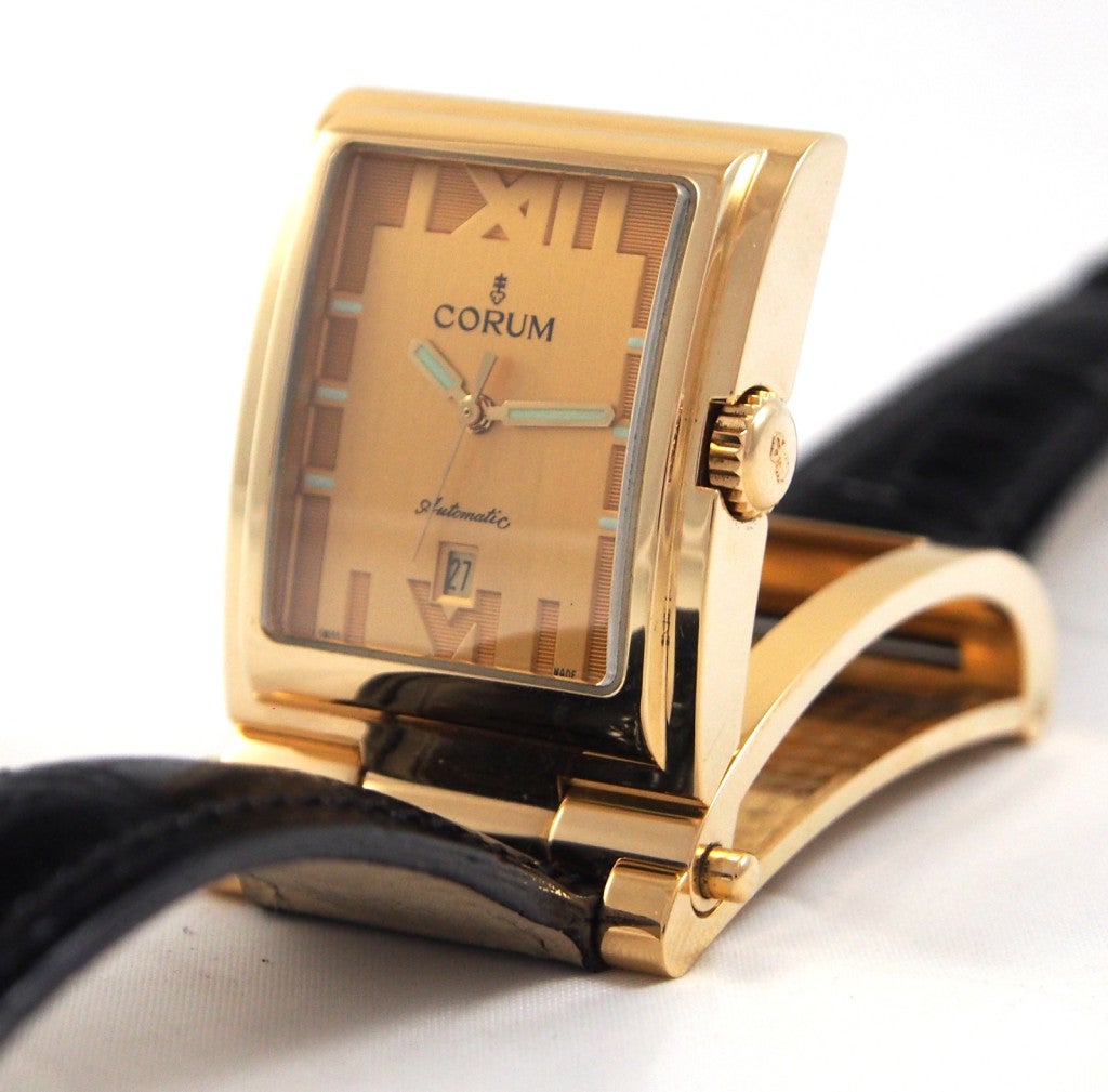 Men's Corum Yellow Gold Taboggan Wrist and Travel Watch
