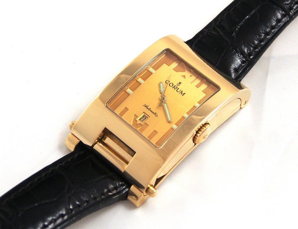Corum Yellow Gold Taboggan Wrist and Travel Watch 3