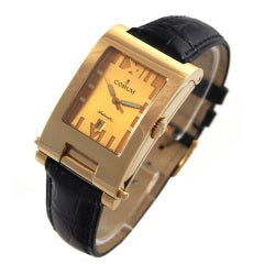 Vintage Corum Yellow Gold Taboggan Wrist and Travel Watch