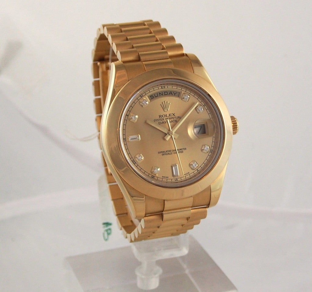Rolex Yellow Gold Day-Date II Watch with Champagne Diamond Dial 1