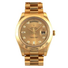 Rolex Yellow Gold Day-Date II Watch with Champagne Diamond Dial