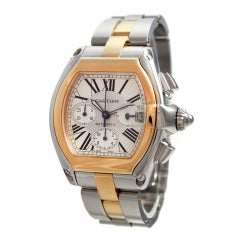 Cartier Stainless Steel and Gold Roadster Chronograph Wristwatch