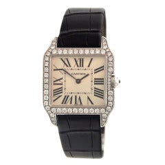 Cartier Lady's White Gold and Diamond Santos Dumont Wristwatch