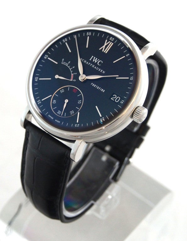 IWC Stainless Steel Portofino Hand-Wound Eight Days Wristwatch In Excellent Condition In Los Angeles, CA