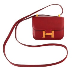 HERMES Constance Rare "Micro Mini" 14cm Burgundy Bag 