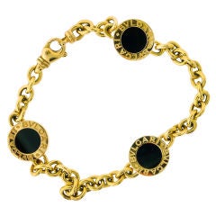 BULGARI BULGARI Yellow Gold & Onyx Disc Bracelet 7 inches