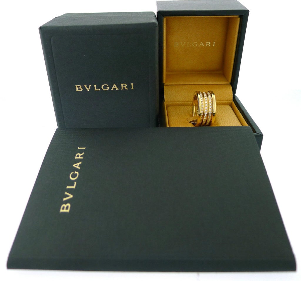 BULGARI - B.Zero1 Yellow Gold Pave Diamond Ring at 1stDibs