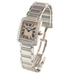 Cartier Lady's White Gold and Diamond Tank Francaise Wristwatch