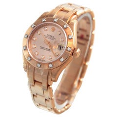 Rolex Lady's Rose Gold and Diamond Datejust Pearlmaster Wristwatch