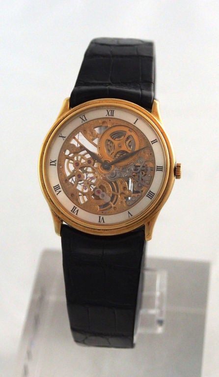 Audemars Piguet Yellow Gold Skeletonized Wristwatch circa 1980s In Excellent Condition In Los Angeles, CA